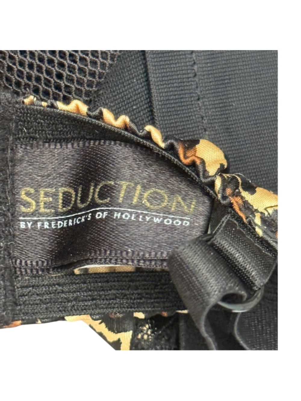 Seduction by Frederick’s of Hollywood Leopard Print Mesh Garter Chemise Size M - Picture 6 of 7